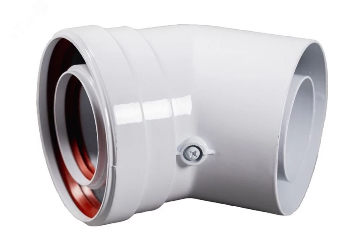 Отвод промежуточный коаксиальный под 45град. без  муфт d 60/100 мм