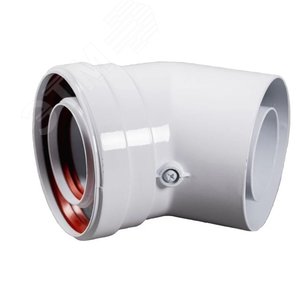 Отвод промежуточный коаксиальный под 45град. без  муфт d 60/100 мм