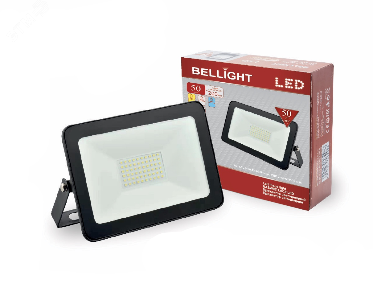 Прожектор светодиодный BL-LFL-2-10-12/24/36 slim/СДО 2-10-12/24/36 slim, 4500К, 800 Lm, IP65