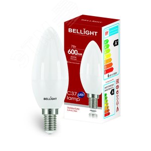 Лампа светодиодная LED 7Вт 4000K 600Лм E14 Свеча Bellight