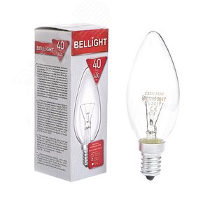 Лампа накаливания декоративная ДС 40Вт 230В Е14(cвеча) цветная упаковка