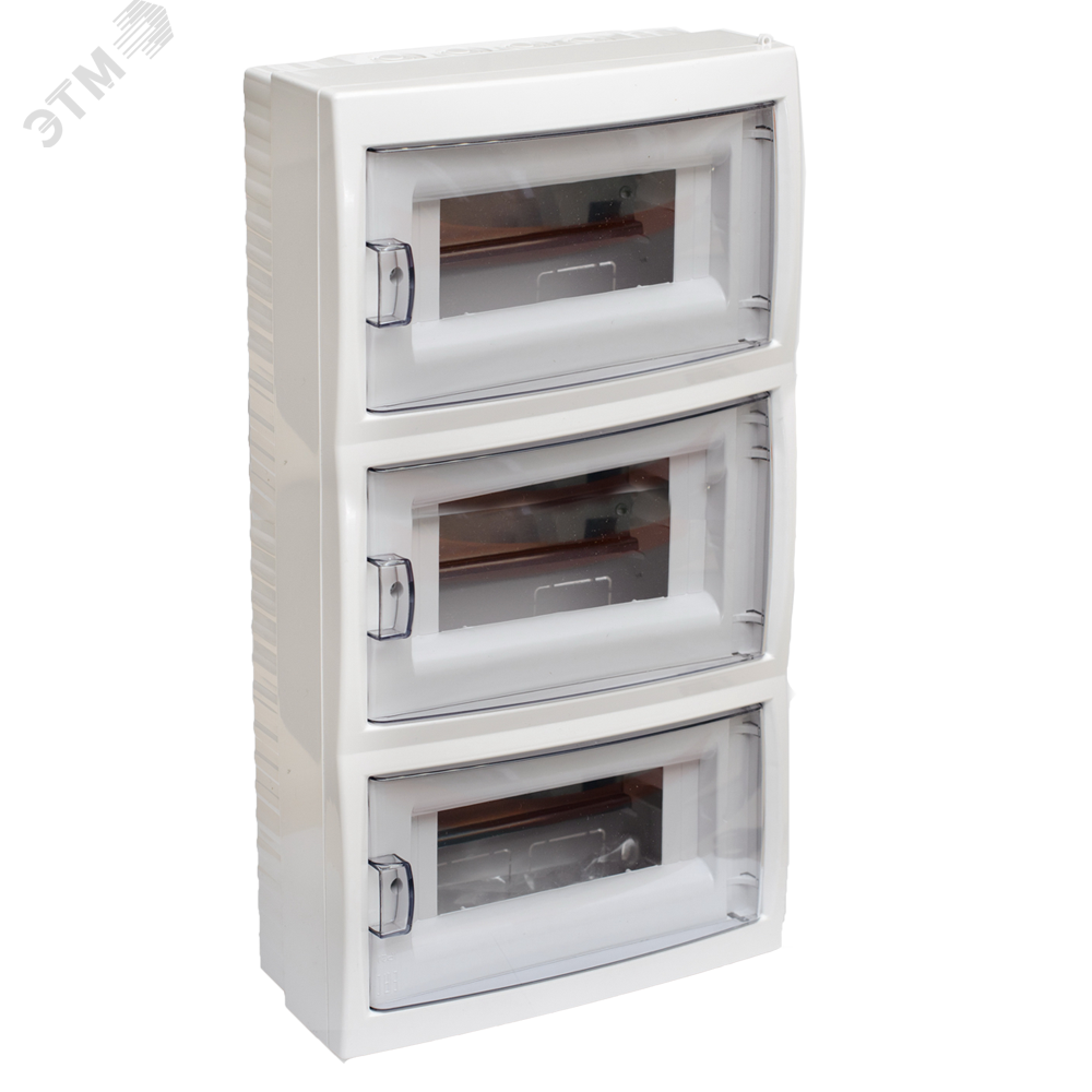 Щит распределительный навесной с 0 шиной 36М пластиковый белый прозрачная дверь