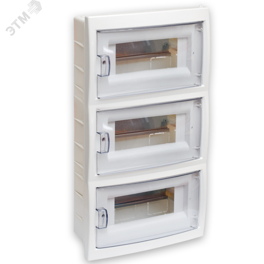 Щит распределительный встраиваемый КНС-36Д  с 0 шиной 36М пластиковый белый прозрачная дверь