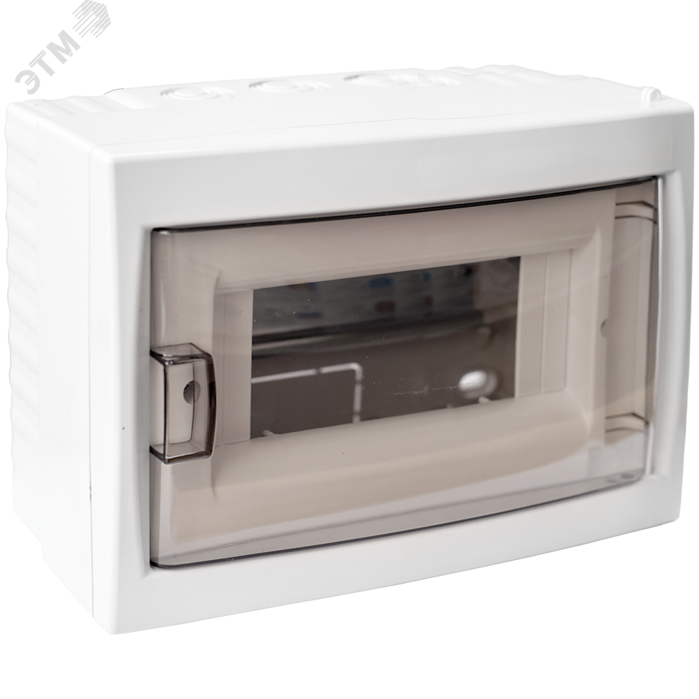 Щит распределительный навесной с 0 шиной 8М пластиковый белый прозрачная дверь