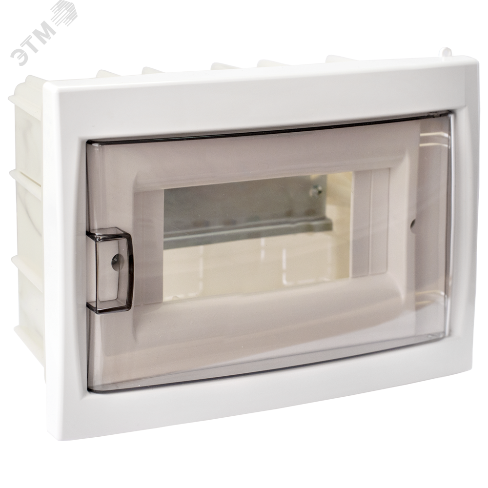 Щит распределительный встраиваемый с 0 шиной 8М пластиковый белый прозрачная дверь