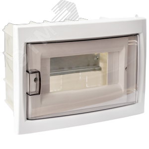 Щит распределительный встраиваемый с 0 шиной 8М пластиковый белый прозрачная дверь