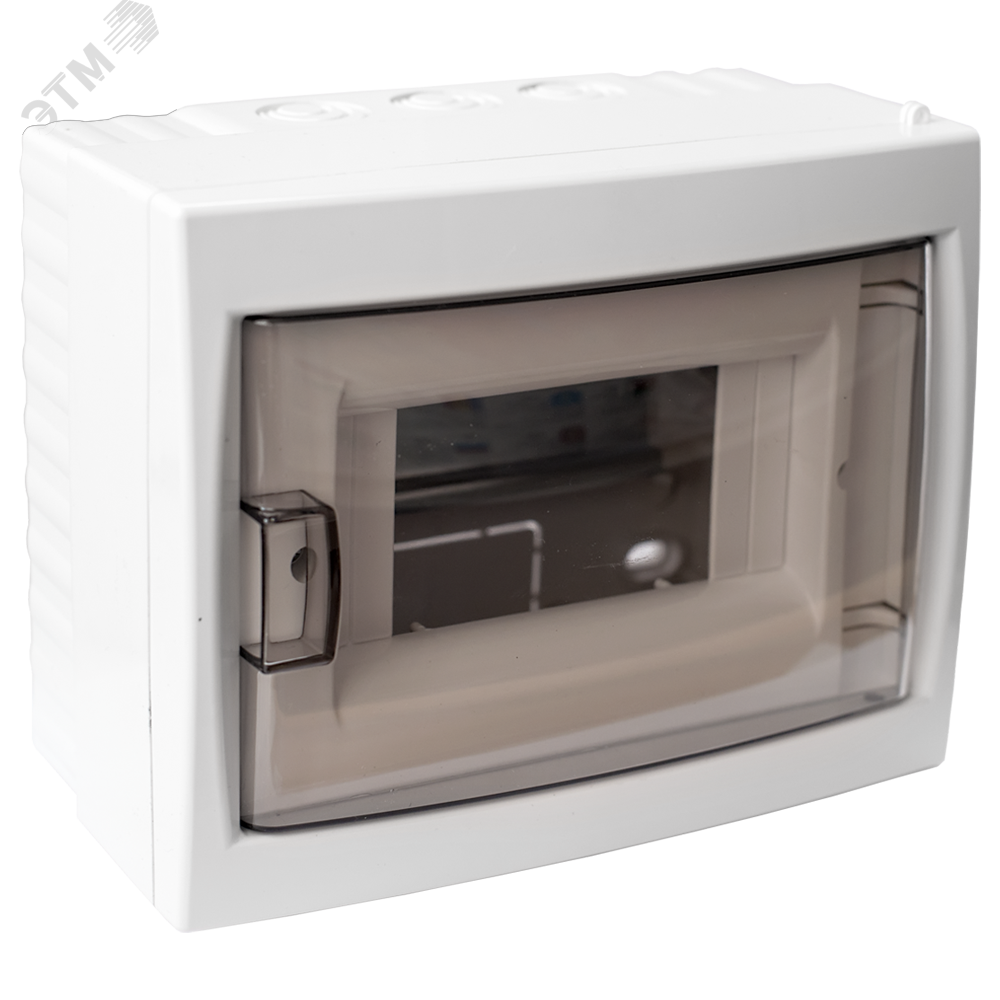 Щит распределительный навесной с 0 шиной 6М пластиковый белый прозрачная дверь