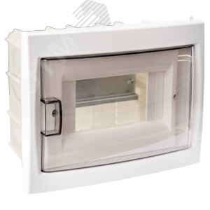 Щит распределительный встраиваемый с 0 шиной 6М пластиковый белый прозрачная дверь