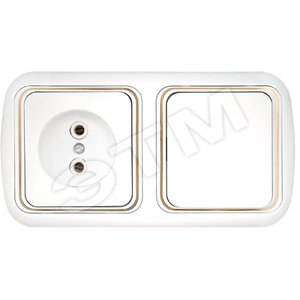 Беларусь Блок скрытый: выключатель одноклавишный + розетка 2К Гармония Люкс