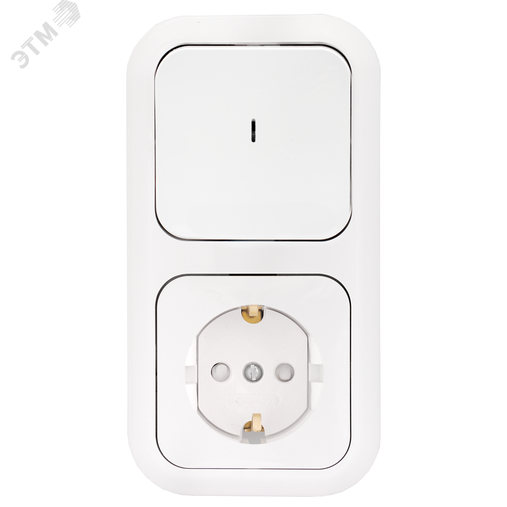 Беларусь Блок скрытый: выключатель одноклавишный с индикацией + розетка