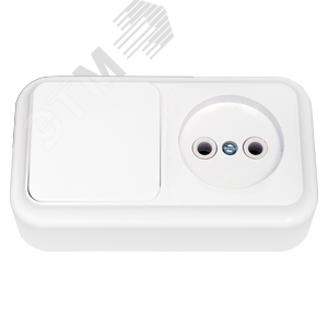 Беларусь Блок наружный: выключатель одноклавишный + розетка без заземления Пралеска