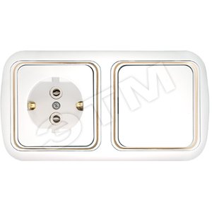 Беларусь Блок скрытый: выключатель одноклавишный + розетка 2К+З Гармония Люкс