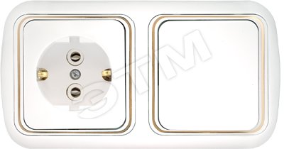 Беларусь Блок скрытый: выключатель одноклавишный + розетка 2К+З Гармония Люкс