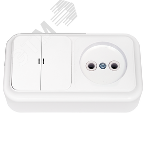 Беларусь Блок выключатель двухклавишныйс индикатором+розетка наружный