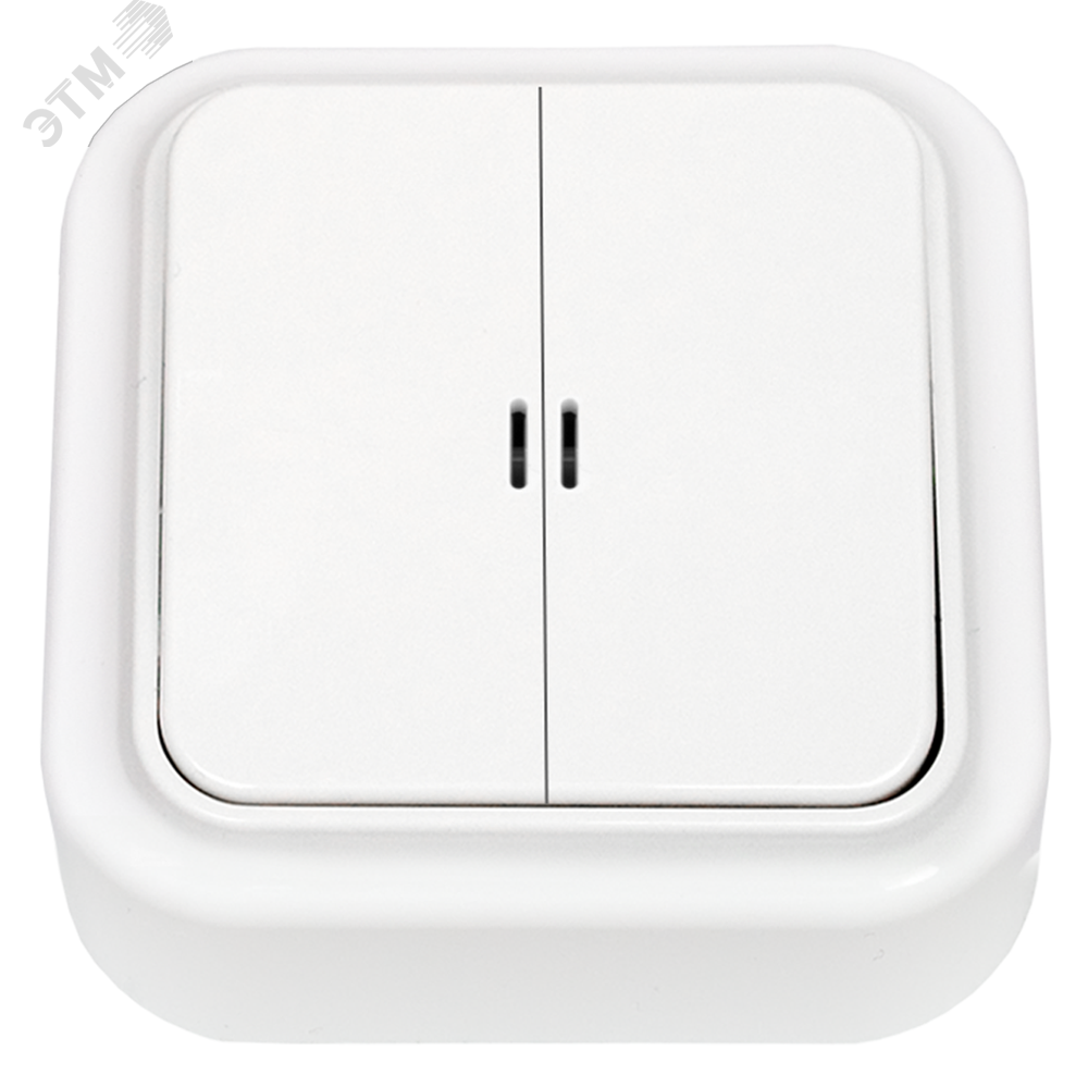 Беларусь Выключатель двухклавишный с индикацией наружный