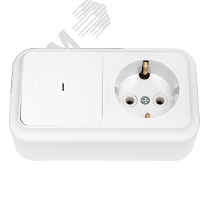 Беларусь Блок наружный: выключатель одноклавишный с индикатором + розетка с заземлением