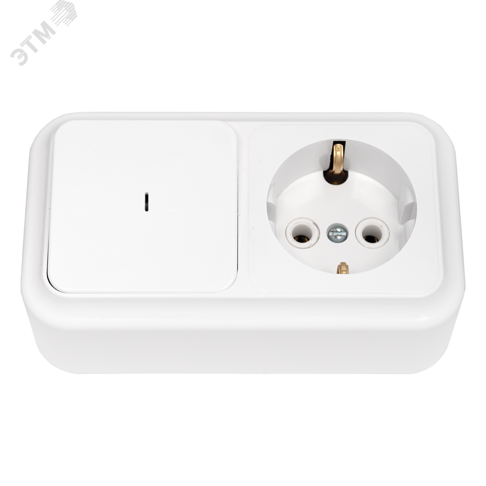 Беларусь Блок наружный: выключатель одноклавишный с индикатором + розетка с заземлением