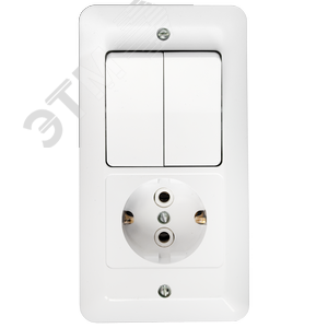 Беларусь Блок скрытый: выключатель двухклавишный + розетка 2К+З Паритет