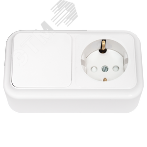 Беларусь Блок наружный: выключатель одноклавишный + розетка с заземлением со шторками