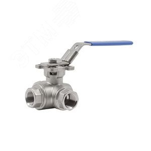 Кран шаровой нерж Ду 10 Ру63 ВР под электропривод полнопроходной 3-ходовой Г-образный