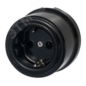 Розетка с заземляющим контактом, черный, керамика