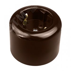 Розетка Лизетта с заземлением, керамика, цвет коричневый