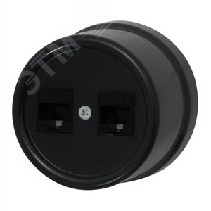 Розетка двойная компьютерая механизм+ накладка, цвет черный