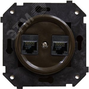 Розетка 2RJ45 механизм+ накладка, цвет коричневый (скрытый монтаж)