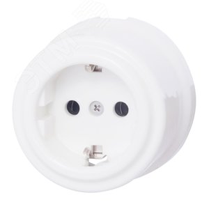 Розетка Лизетта с заземлением, керамика, цвет белый