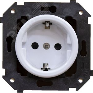 Розетка Шедель с заземлением (скрытый монтаж), Белый