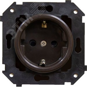 Розетка Шедель с заземлением (скрытый монтаж), Коричневый