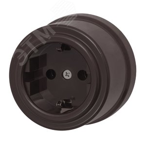 Розетка с заземляющим контактом, коричневый