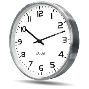 Часы аналоговые вторичные Profil 740 Metal (часы/мин), высота 40 см, стальной полированный корпус и минеральное стекло, цифры, (24В минутный импульс)