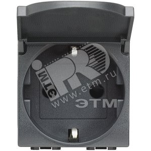 LL Розетка 2К+З с крышкой антрацит