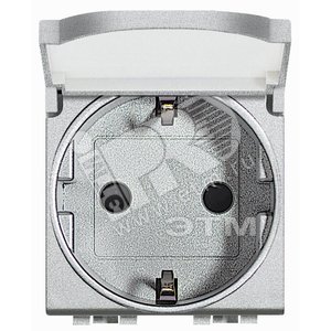 LL Розетка 2К+З с крышкой алюминий