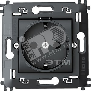 LL Розетка 2К+З моноблок антрацит