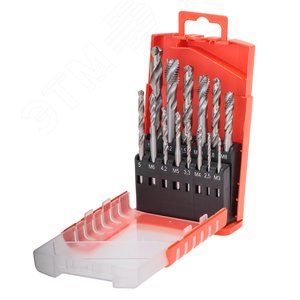 Набор метчиков машинных M3 -M12 HSSE DIN371/376 (спиральный, C/2,5P, R35, + сверла) 14 предметов