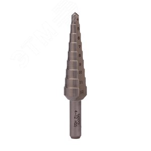Сверло ступенчатое 4-12мм HSS 9 ступеней L65мм хвостовик6мм (CzTool)