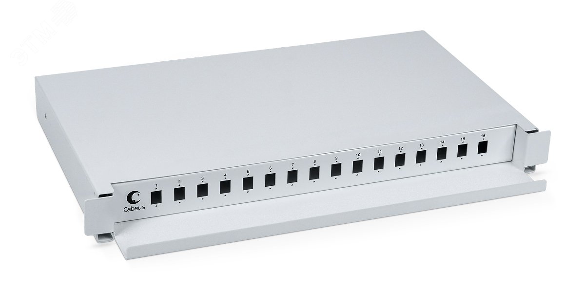 Кросс бокс оптический 19' на 16 SC (LC duplex) со сплайс-кассетой, выдвижной (без пигтейлов и проходных адаптеров)