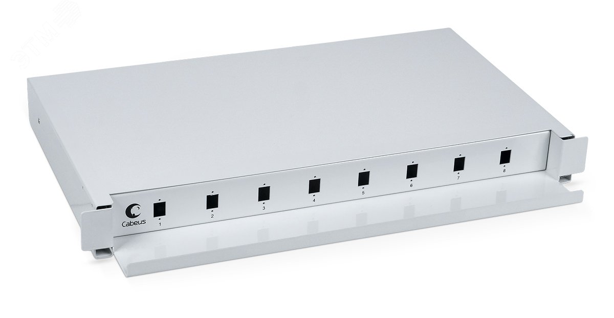 Кросс бокс оптический 19' на 8 SC (LC duplex) со сплайс-кассетой, выдвижной (без пигтейлов и проходных адаптеров)