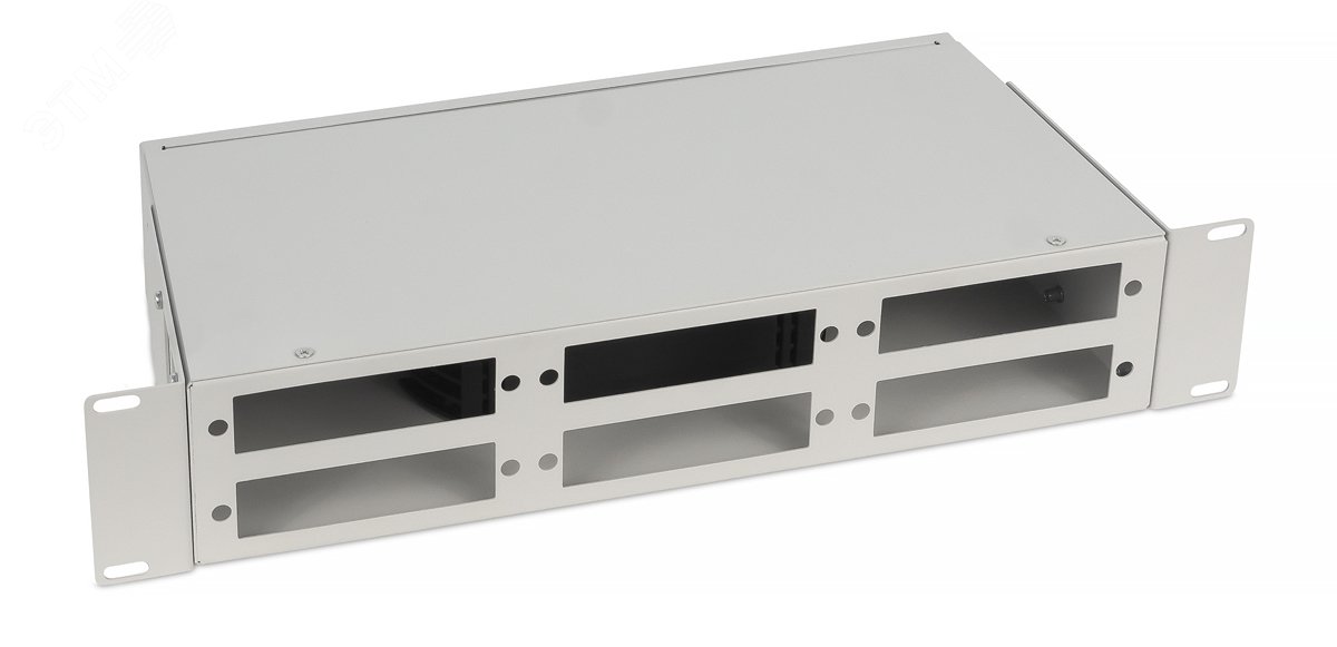 Кросс бокс оптический 19'' 2U на 6 адаптерных панелей. цвет серый