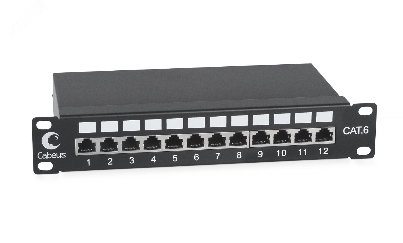 Патч-панель PL-12-Cat.6 10-SH-Dual IDC 10, установочный размер 236 мм, 12 портов RJ-45 полностью экранированная, категория 6, Dual IDC