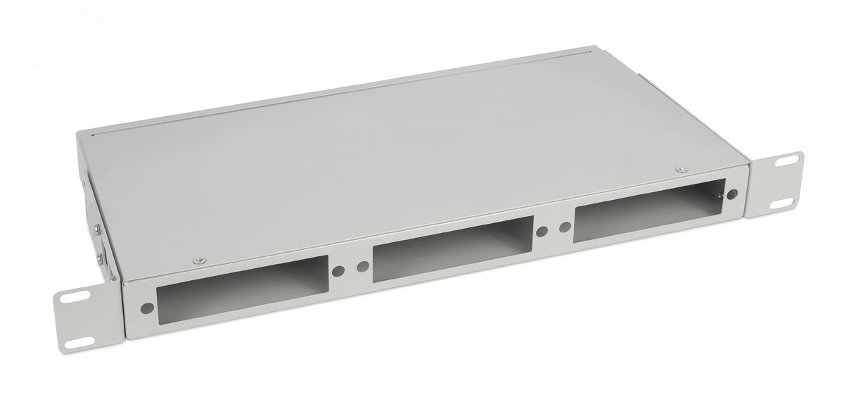 Кросс бокс оптический 19'' 1U на 3 адаптерные панели. цвет серый