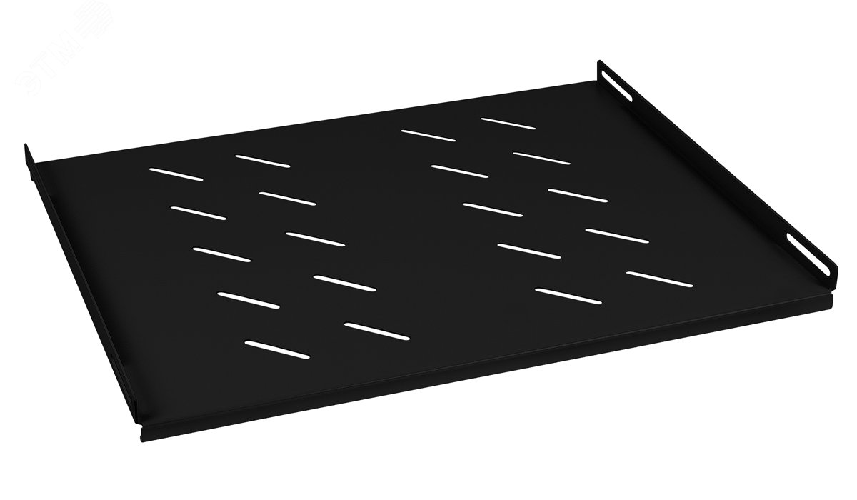 Полка 19' перфорированная глубиной 400 мм для напольных и настенных шкафов с глубиной 600 мм, усиленная до 100кг, цвет черный (RAL 9004)
