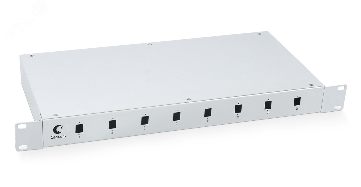 Кросс бокс оптический 19' на 8 SC (LC duplex) со сплайс-кассетой и КДЗС (без пигтейлов и проходных адаптеров)