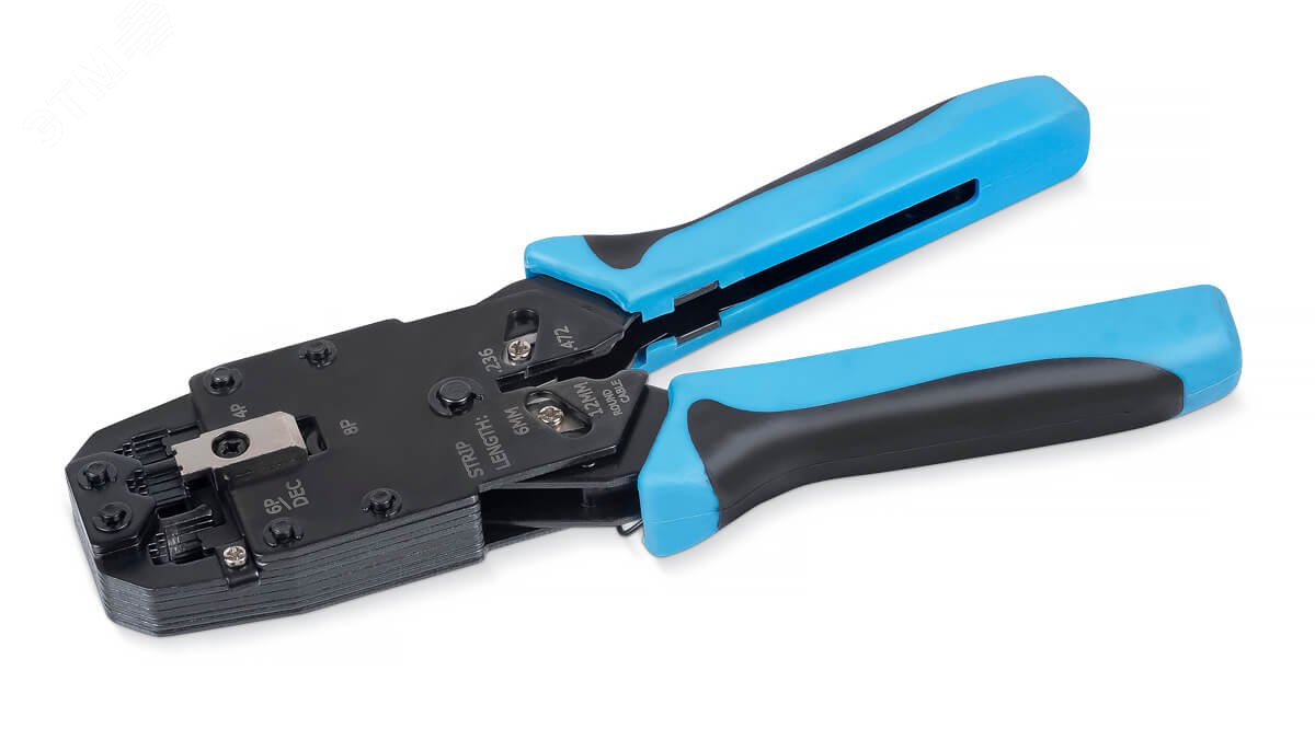 Инструмент обжимной для RJ-45 (8р8с), RJ-11/12 (6р6с, 6р4с, 6р2с), 4р4с, 4р2с, профессиональный