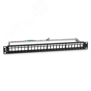 Патч-панель модульная 19', 24 порта, 1U, для экранированных модулей, с задним кабельным организатором (без модулей)