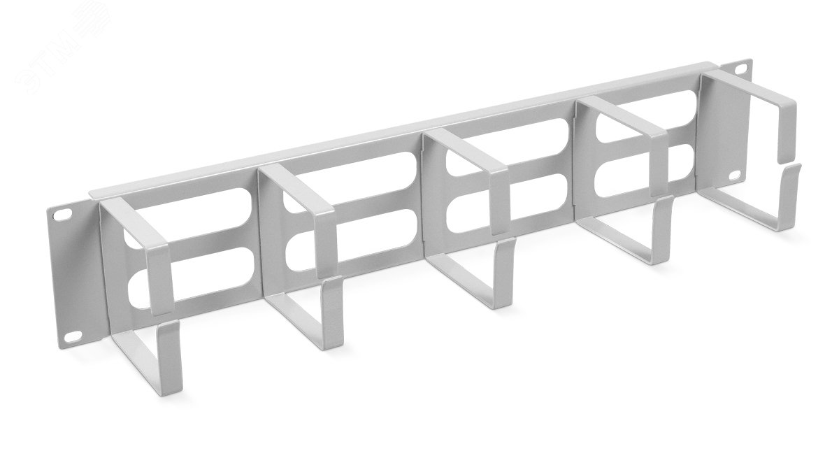Органайзер кабельный горизонтальный 19' 2U, 5 колец, металлический, цвет серый (RAL7035)