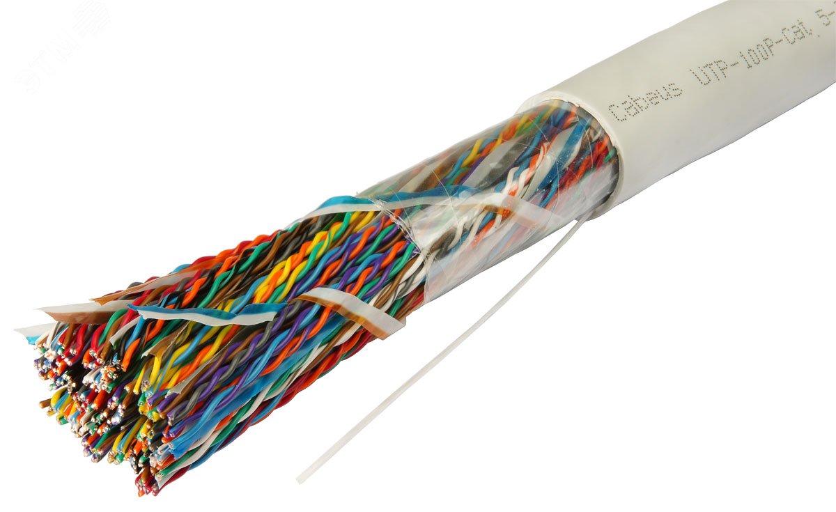 Кабель витая пара UTP-100P-Cat.5-IN UTP (U/UTP), категория 5, 100 пар (24 AWG), одножильный (solid), PVC нг(А)-LS