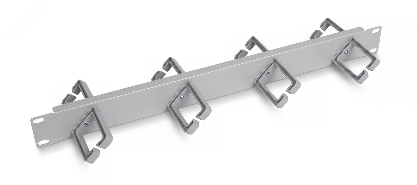 Органайзер кабельный горизонтальный 19' 1U двухсторонний, 8 пластиковых колец под углом 45 градусов